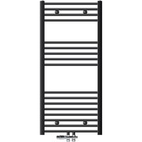 ECD Germany Badheizkörper Mittelanschluss 600 x 1200 mm Anthrazit gebogen mit Anschlussgarnitur inkl. Thermostat Durchgang Böden Heizkörper Heizung von LUXEBATH