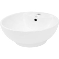 Luxebath - ecd Germany Design Waschbecken Waschtisch ø 455 x 185 mm aus Keramik Rund Weiß - Aufsatzbecken Aufsatzwaschbecken Handwaschbecken von LUXEBATH