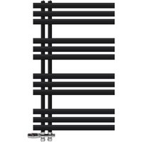 Luxebath - Badheizkörper Iron em 600x1000 mm Schwarz matt Mittelanschluss mit Anschlussgarnitur Thermostat Durchgang Boden, Design Heizkörper Heizung von LUXEBATH