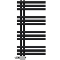Luxebath - Badheizkörper IronEM 500x1000mm Schwarz matt Mittelanschluss Anschlussgarnitur Chrom Thermostat Universal Eck- und Durchgangsform von LUXEBATH