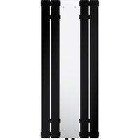 LuxeBath Badheizkörper mit Spiegel Mittelanschluss 1200x450 mm Schwarz Bodenanschlussgarnitur Durchgangsform Multiblock Thermostat Chrom, von LUXEBATH