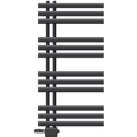 Luxebath - Badheizkörper Iron em 500x1000mm Anthrazit Mittelanschluss Anschlussgarnitur Thermostat Universal Eck- und Durchgangsform, Design von LUXEBATH