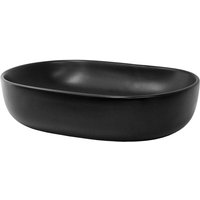 Luxebath - ML-Design Waschbecken aus Keramik in Schwarz matt 600 x 425 x 145 mm mit Ablaufgarnitur, Ovale Aufsatzwaschbecken, Moderne Waschtisch, von LUXEBATH