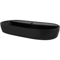 Luxebath - ML-Design Waschbecken aus Keramik in Schwarz matt 80 x 40 x 12 cm, Oval, Moderne Aufsatzwaschbecken, Design Waschtisch Aufsatz-Waschschale von LUXEBATH