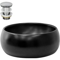 Luxebath - ML-Design Waschbecken aus Keramik in Schwarz matt ø 400 x 155 mm mit Ablaufgarnitur, Runde Aufsatzwaschbecken, Moderne Waschtisch, Luxebath - ML-Design Waschbecken aus Keramik in Schwarz matt ø 400 x 155 mm mit Ablaufgarnitur, Runde Aufsatzwaschbecken, Moderne Waschtisch, von LUXEBATH