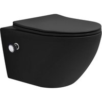 Wand wc Spülrandlos mit Bidet-Funktion, Schwarz matt, Tiefspüler Keramik Hänge wc, lang 53,5cm, Dusch wc Softclose-Klodeckel Tornadospülung, Wand wc Spülrandlos mit Bidet-Funktion, Schwarz matt, Tiefspüler Keramik Hänge wc, lang 53,5cm, Dusch wc Softclose-Klodeckel Tornadospülung, von LUXEBATH