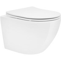 Ecd Germany Spülrandloses Hänge wc kurz 49 cm Weiß glänzend mit Nano Beschichtung, Wand-WC, Toilette mit abnehmbaren WC-Sitz aus Duroplast Softclose von LUXEBATH