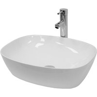 Luxebath - ecd Germany Waschbecken Waschtisch 505x385x135 mm aus Keramik Weiß inkl. Ablaufgarnitur für Waschbecken ohne Überlauf Aufsatzbecken von LUXEBATH