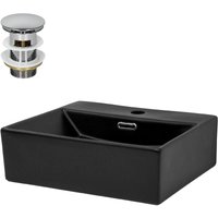 Luxebath - ML-Design Waschbecken Keramik Schwarz 415x365x130mm inkl. Ablaufgarnitur Eckige Aufsatzwaschbecken Moderne Waschtisch Waschschale mit Luxebath - ML-Design Waschbecken Keramik Schwarz 415x365x130mm inkl. Ablaufgarnitur Eckige Aufsatzwaschbecken Moderne Waschtisch Waschschale mit von LUXEBATH