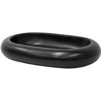 Luxebath - ML-Design Waschbecken Keramik Schwarz matt 65x45x11cm mit Ablaufgarnitur, Kieselstein Form, Ovale Aufsatzwaschbecken, Moderne Waschtisch von LUXEBATH
