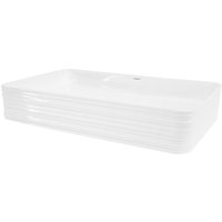 Luxebath - ML-Design Waschbecken aus Keramik in Weiß glänzend 68x38x12 cm Eckig, Moderne Aufsatzwaschbecken, Design Waschtisch Aufsatz-Waschschale von LUXEBATH