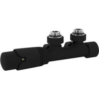 Ventil-Armaturen Set Multiblock Schwarz Eckform Rohre aus Wand mit Thermostatkopf für Badheizkörper Mittelanschluss Anschlussgarnitur Ventil-Armaturen Set Multiblock Schwarz Eckform Rohre aus Wand mit Thermostatkopf für Badheizkörper Mittelanschluss Anschlussgarnitur von LUXEBATH
