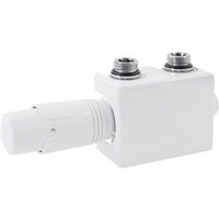 Ventil-Armaturen Set Multiblock Weiß Universal Eck- und Durchgangsform inkl. Thermostatkopf für Badheizkörper mit Mittelanschluss - Anschlussgarnitur Ventil-Armaturen Set Multiblock Weiß Universal Eck- und Durchgangsform inkl. Thermostatkopf für Badheizkörper mit Mittelanschluss - Anschlussgarnitur von LUXEBATH