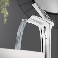 Luxebath - Waschtischarmatur Wasserfall Design, 155x48x300 mm, Chrom, aus Messing, Mischbatterie mit Heißes & Kaltes Wasser, Wasserhahn von LUXEBATH