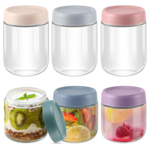 LUXECOVE 6er-Pack Overnight-Oatmeal-Gläser, mason jar, Joghurtgläser mit Deckel, schraubgläser mit deckel, Glasbehälter zur Aufbewahrung von Hafer, Joghurt, 350 ml und 480 ml LUXECOVE 6er-Pack Overnight-Oatmeal-Gläser, mason jar, Joghurtgläser mit Deckel, schraubgläser mit deckel, Glasbehälter zur Aufbewahrung von Hafer, Joghurt, 350 ml und 480 ml von LUXECOVE