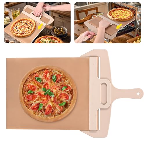 LUXECOVE Schiebe-Pizzaschieber mit Griff 58 x 30 cm, antihaftbeschichteter Pizzaschieber, pizza zubehör, turning peel pizza, multifunktionaler Pizzaschieber rutschfest, einfache Übertragung von LUXECOVE