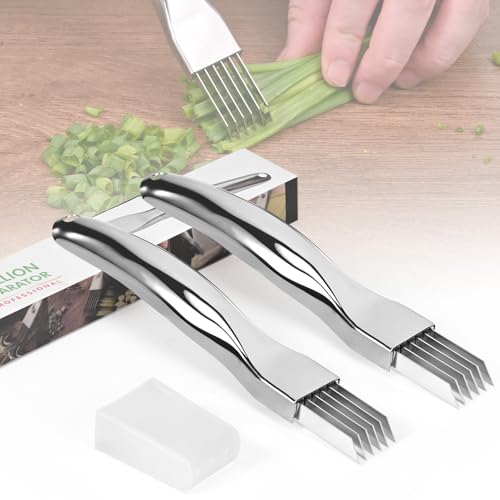 LUXECOVE Zweier-Pack Frühlingszwiebelmesser, Gemüseschredder, Hacker und Zwiebelschneider knoblauchschneider aus Edelstahl von LUXECOVE