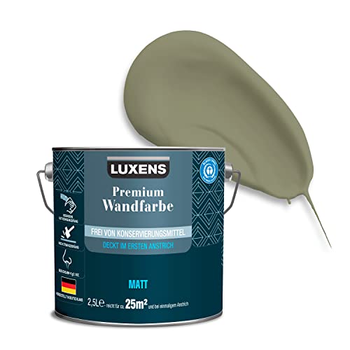 LUXENS - Premium Wandfarbe 2,5 l - Eukalyptusgrün - Matt - Wände, Decken & Täfelungen - Anti-Allergen - Ohne endokrine Disruptoren - 25m² von LUXENS