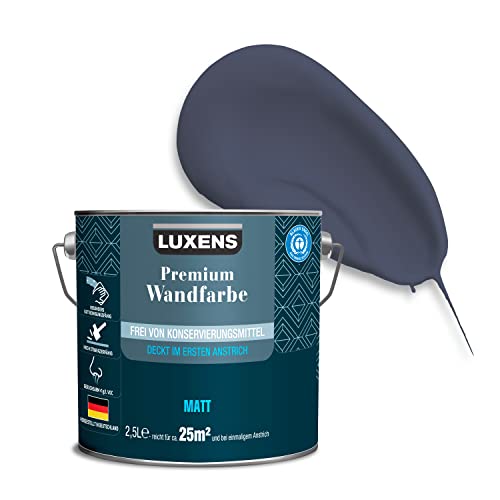 LUXENS - Premium Wandfarbe 2,5 l - Nachtblau - Matt - Wände, Decken & Täfelungen - Anti-Allergen - Ohne endokrine Disruptoren - 25m² von LUXENS