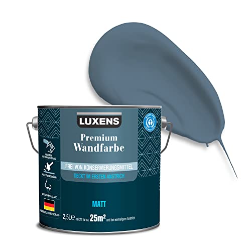 LUXENS - Premium Wandfarbe 2,5 l - Petrolblau - Matt - Wände, Decken & Täfelungen - Anti-Allergen - Ohne endokrine Disruptoren - 25m² von LUXENS
