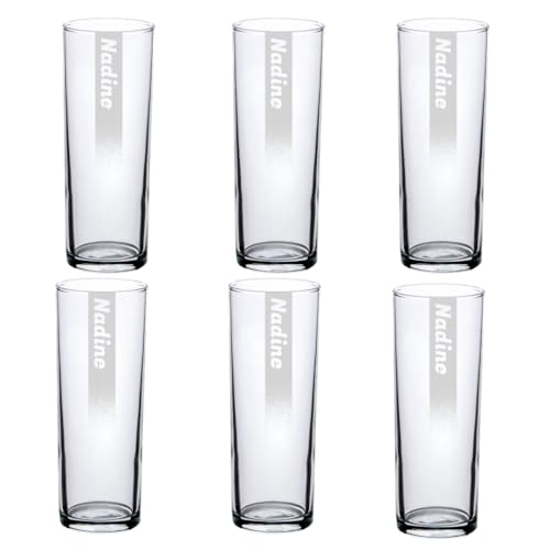 LUXENTU Bierglas 0,2 L Eichung Kölsch-Stange | mit persönlicher Lasergravur | Name mit Hintergrundschatten| Spülmaschinenfest | Geschenkidee | Vatertag | 6 Stück von LUXENTU