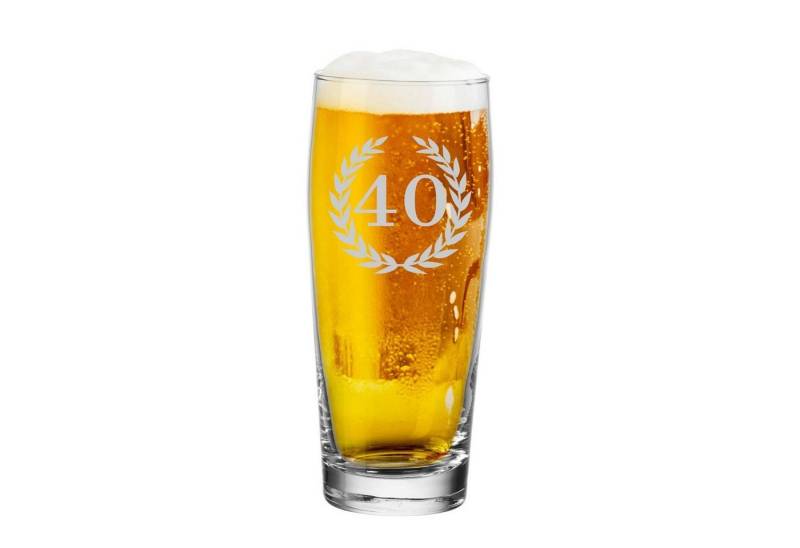 LUXENTU Bierglas 40. Jubiläum Willi Becher Bierglas mit Gravur, Glas von LUXENTU