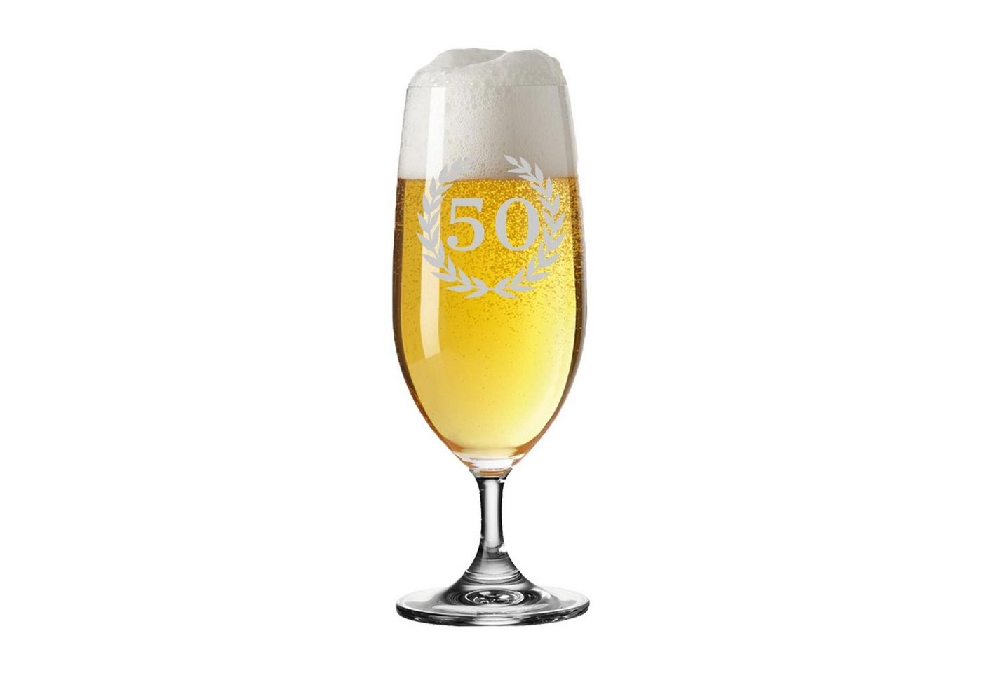 LUXENTU Bierglas 50. Jubiläum Biertulpe Pilsglas mit Gravur 360 ml, Glas von LUXENTU