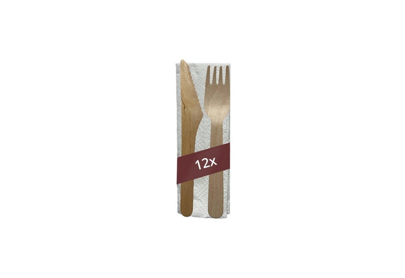 LUXENTU Einwegbesteck-Set Besteckset 3-teilig 12er Set (12-tlg), Holz von LUXENTU