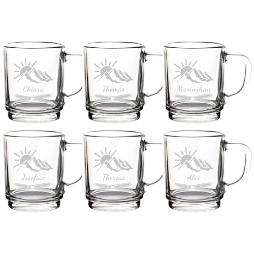 LUXENTU Glühweintassen mit personalisierter Gravur, Teegläser 250 ml, Geeichte Glasbecher bei 0,2 Liter, Set für Freunde & Familie, Motiv: Après Ski, 6 Stück LUXENTU Glühweintassen mit personalisierter Gravur, Teegläser 250 ml, Geeichte Glasbecher bei 0,2 Liter, Set für Freunde & Familie, Motiv: Après Ski, 6 Stück von LUXENTU