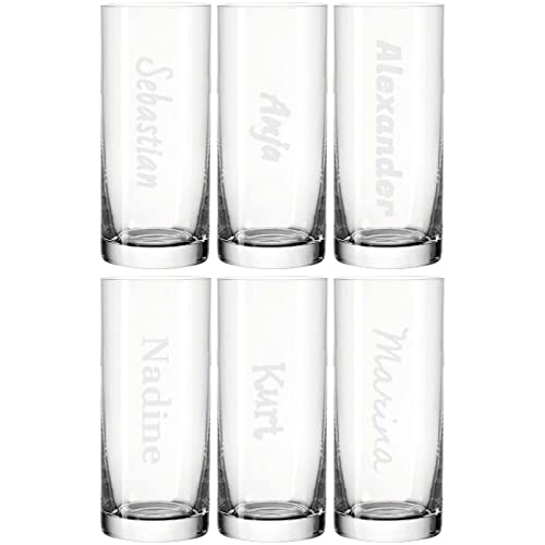LUXENTU Longdrinkgläser Trinkgläser Cocktailgläser Biergläser mit Gravur | Persönliche Lasergravur mit Namen | 6 Stück | Personalisiertes Geschenk | Spülmaschinenfest von LUXENTU