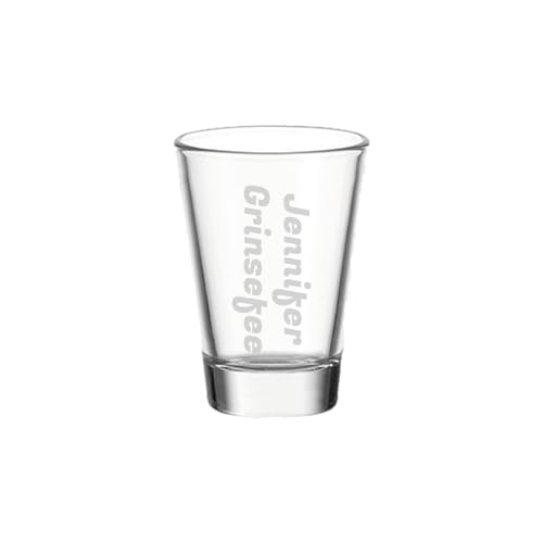 LUXENTU Schnapsglas mit personalisierter Gravur, Konischer Stamper 60 ml, Stapelbares Shot-Glas für 2cl & 4cl, 2-zeiliger Gravurbereich, Name & Bezeichnung, Geschenk für Freunde & Familie, 1 Stück von LUXENTU