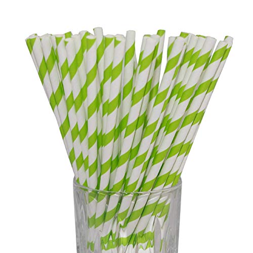 LUXENTU Strohhalme Trinkhalme aus Papier - 100, 300, 500 oder 1000 Stück - (100 Stück, Grün/Streifen) von LUXENTU