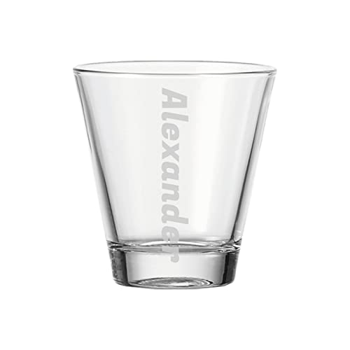 LUXENTU Trinkglas mit Gravur, 215 ml, Universalgläser mit personalisierter Namensgravur für Kinder & Erwachsene, Spülmaschinengeeignet, Name quer, 1 Stück von LUXENTU