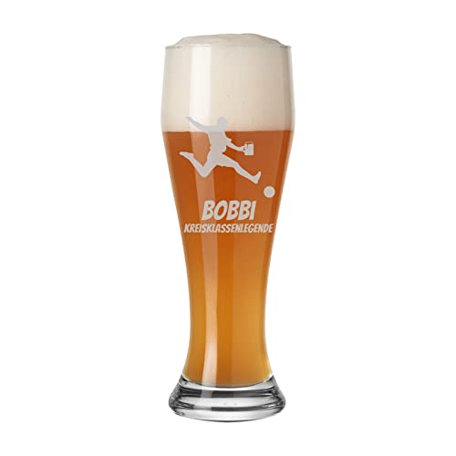 LUXENTU Weizenbierglas 0,5 Liter mit Gravur, 1 Stück, Weißbierglas mit persönlicher Namengravur & Fußball-Motiv, Spülmaschinenfest, Stürmer mit Bierkrug LUXENTU Weizenbierglas 0,5 Liter mit Gravur, 1 Stück, Weißbierglas mit persönlicher Namengravur & Fußball-Motiv, Spülmaschinenfest, Stürmer mit Bierkrug von LUXENTU