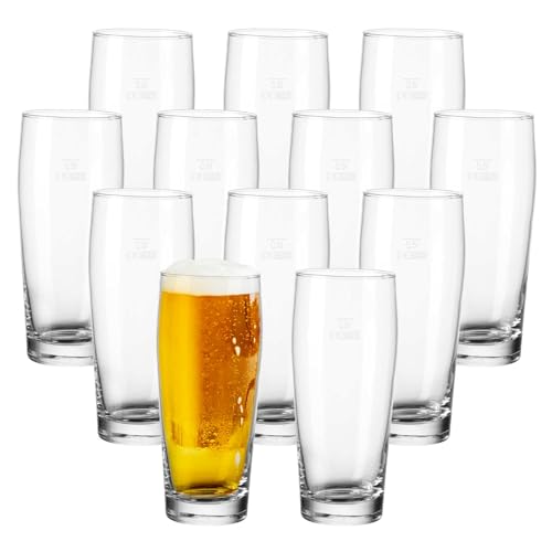 LUXENTU Willi Becher Bierglas Helles-Glas 0,5 l 12er Set mit Eichung von LUXENTU