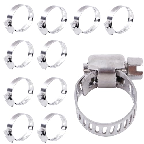 Rohrschellen, LUXERAD Breite 8mm Stück Schlauchschellen Einstellbarer Bereich 13-19mm German Style Clamp 10pcs Schlauchschellen 304 Edelstahl Band für Schlauch Rohr von LUXERAD