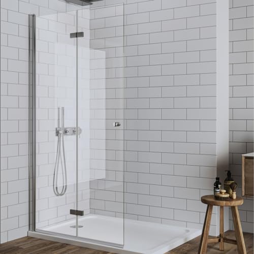LUXESPIRE 70x185cm Walk in Barrierefreie Duschabtrennung Platzsparende Duschwand 180° Falttür Duschtür für bodengleiche Duschen von LUXESPIRE