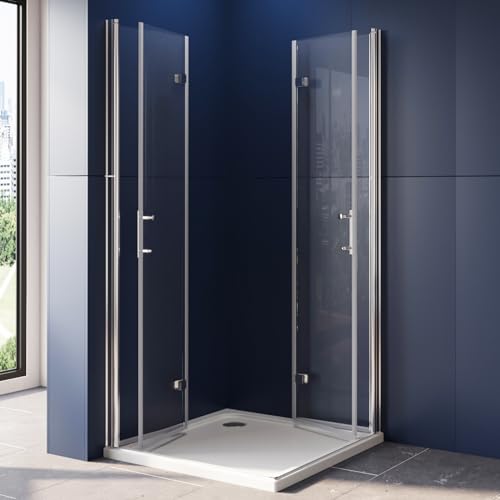 LUXESPIRE Duschkabine 70x100cm Eckeinstieg mit 180° faltbarer Tür Duschtür Falttür Duschabtrennung Duschwand 6mm ESG Sicherheitsglas Höhe 195cm von LUXESPIRE