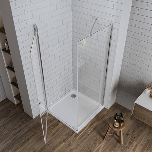 LUXESPIRE Duschkabine 80x80x185cm Eckeinstieg Duschabtrennung mit Seitenwand Duschwand 6mm ESG Echtglas Dusche (Ohne Duschwanne) von LUXESPIRE