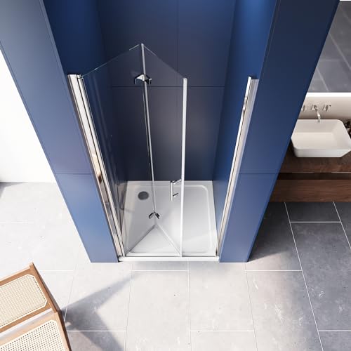 LUXESPIRE Duschtür 120x195cm Platzsparende Duschabtrennung mit 180° Falttür 6mm Nano Sicherheitsglas Einfache Installation Einzelfalttür Duschkabine von LUXESPIRE