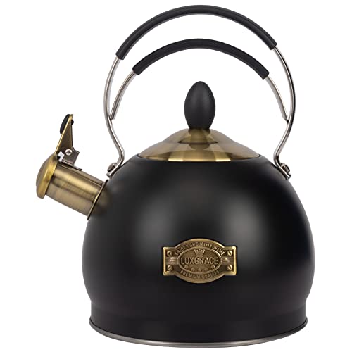 2.6L Vintage Retro Flötenkessel Wasserkessel Pfeifkessel Wasserkocher Teekocher mit Praktischem Henkelgriff von LUXGRACE