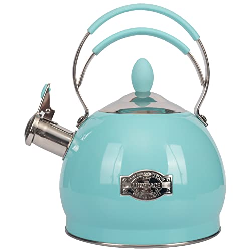 2.6L Vintage Retro Flötenkessel Wasserkessel Pfeifkessel Wasserkocher Teekocher mit Praktischem Henkelgriff von LUXGRACE