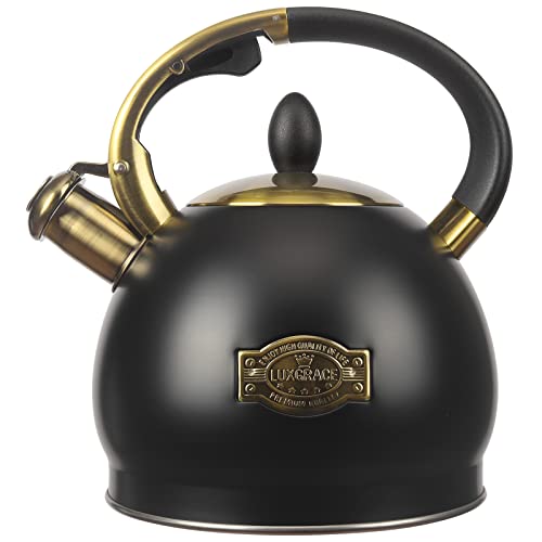 Pfeifender Teekessel, klassische Teekanne, Edelstahl, Teekessel mit kühlem Griff für Herd, 3 l von LUXGRACE