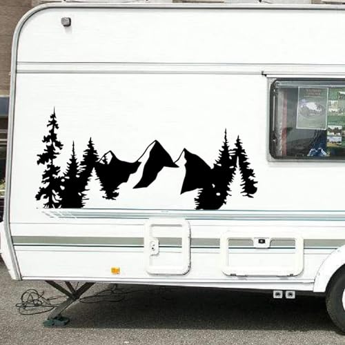 LUXINSHISU Selbstklebende RV Camper Offroad Dekoration Wald Natur Szene Berg Aufkleber Auto Wald Holz Aufkleber von LUXINSHISU