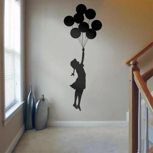 LUXINSHISU Selbstklebende Wandaufkleber schwebender Ballon Mädchen Kunst Home Dekoration Vinyl Wandaufkleber selbstklebende Graffiti-Tapete von LUXINSHISU