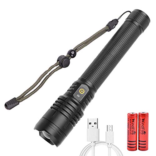 60000 Lumen XHP90 LED-Taschenlampe, leistungsstärkste USB-Direktaufladung Zoombare Wasserdicht Taktische Taschenlampe mit 18650 Akku für Outdoor Sport Wandern Camping und Angeln von LUXJUMPER