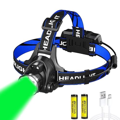 LUXJUMPER Grünes Licht LED-Stirnlampe USB wiederaufladbar 3 Modi Bewegungssensor-Stirnlampen Hochleistungs-Zoombar Wasserdicht Kopfbeleuchtung mit 2 * 18650-Batterien für Astronomie-Jagd-Angeln von LUXJUMPER