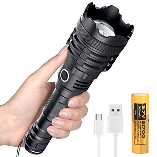 LED Taschenlampe, Extrem Hell 10000 Lumen XHP110 LED USB Wiederaufladbare Taschenlampen, IPX65 Wasserdicht, 5 Modi, Aufladbar Flashlight, für Outdoor, Wandern, Camping (Inklusive 21700 Akku) von LUXJUMPER