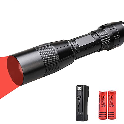 LUXJUMPER Rotlicht LED Jagd Taschenlampe Taktisch für die Nachtjagd 1000 Lumen Rotes Jagdlicht 350 Yards Fokus justierbares Coyote-Schwein-Jagdlicht für Stargajing Astronomie Nachtjagd Angeln Laufen von LUXJUMPER