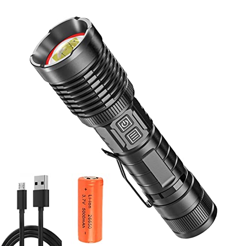 XHP99 LED Taschenlampe Superhell 10000 Lumen USB Wiederaufladbar, Taktisch Taschenlampe Wasserdichte Zoombar 5 Modi Taschenlampen Mit 18650 Akku für Camping, Wandern, Notfall von LUXJUMPER